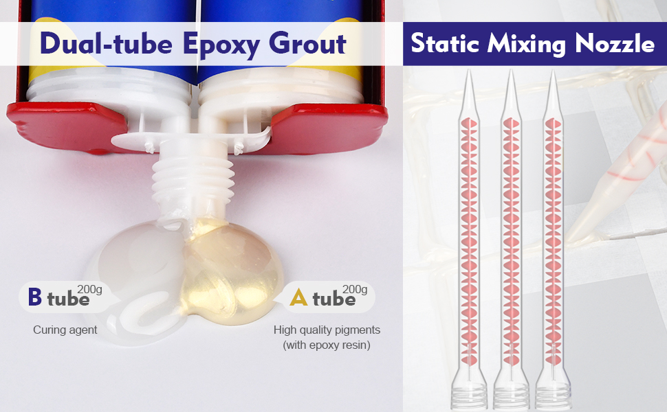 dual tube epoxy grout static mixing nozzle