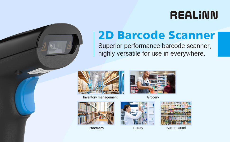  handheld wired 1D 2D QR bar code scanner pdf417 barcode reader usb cable for store market library