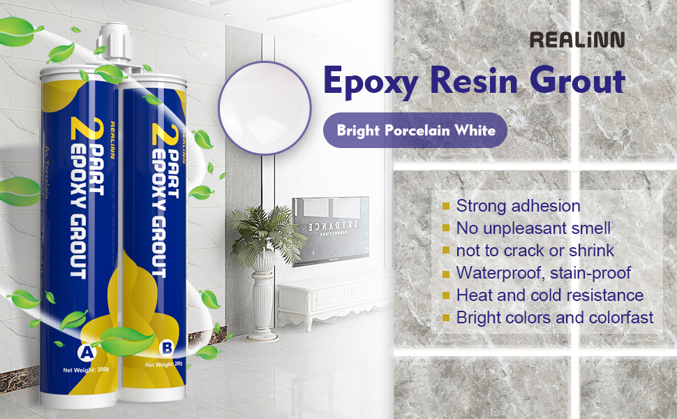 epoxy resin grout bright porcelain white