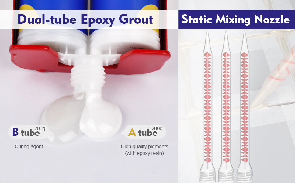 dual tube epoxy grout static mixing nozzle